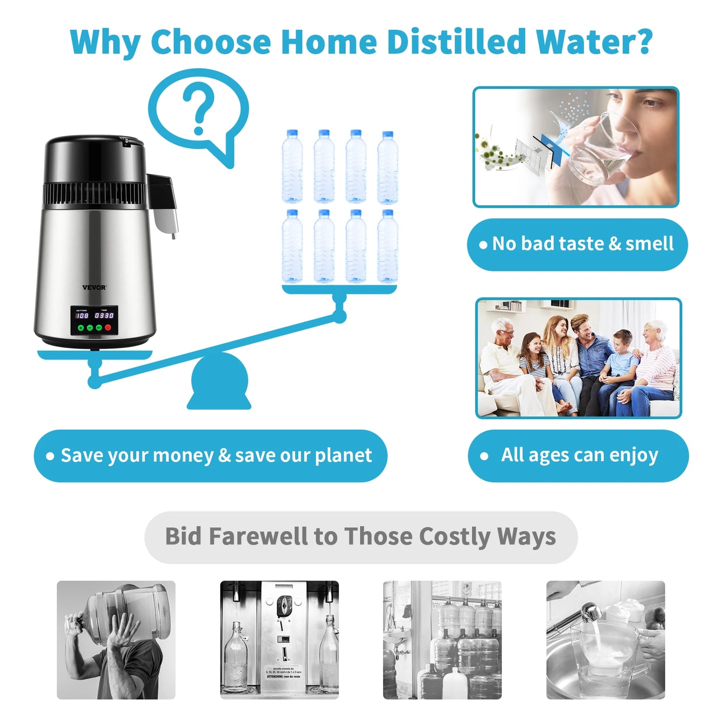 SucceBuy Water Distiller Purifier 1 L Per Hour