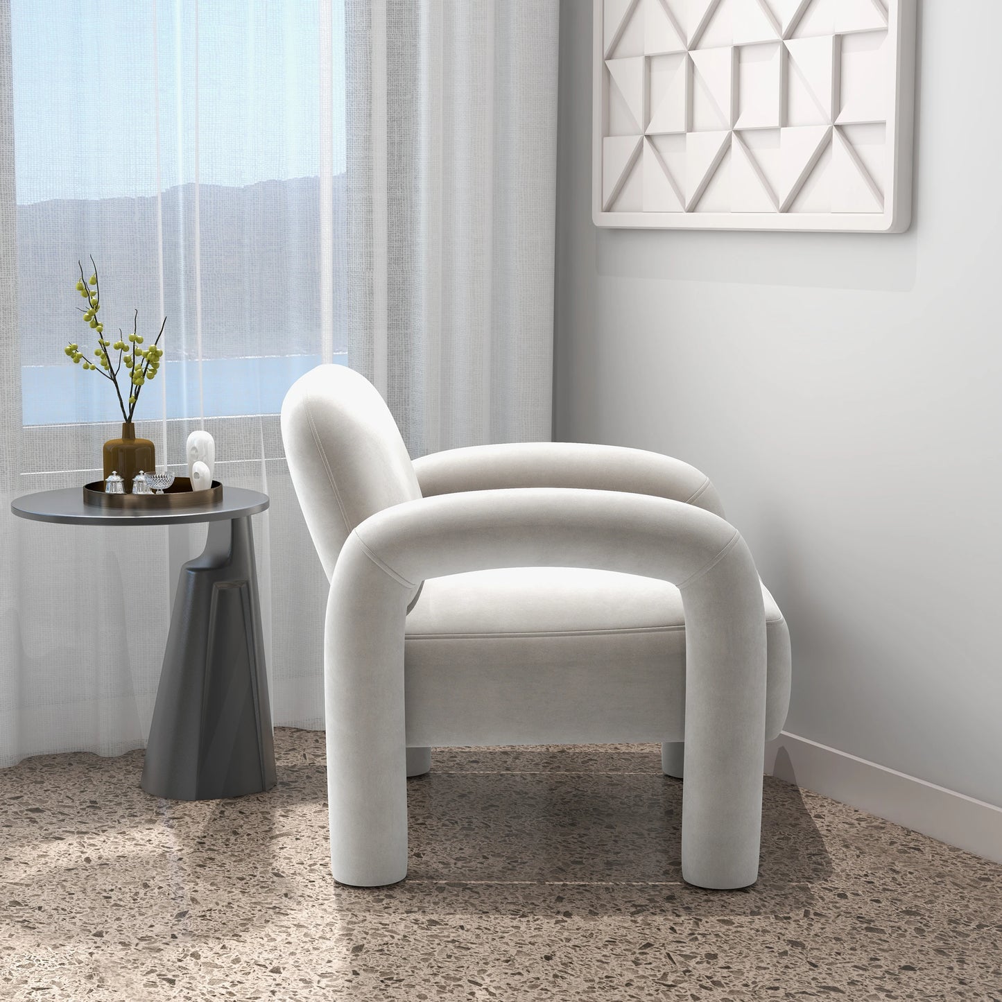 Mid-Century Velvet Upholstered Accent Chair for Living Room