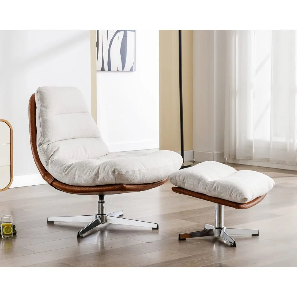 RBXC Modern Swivel Accent Chair With Ottoman Set