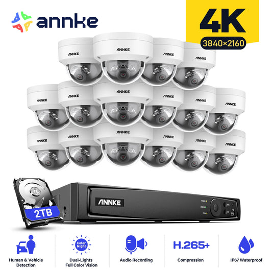 ANNKE 4K 8MP PoE NVR Surveillance System With 16 Smart Dual Light Cameras