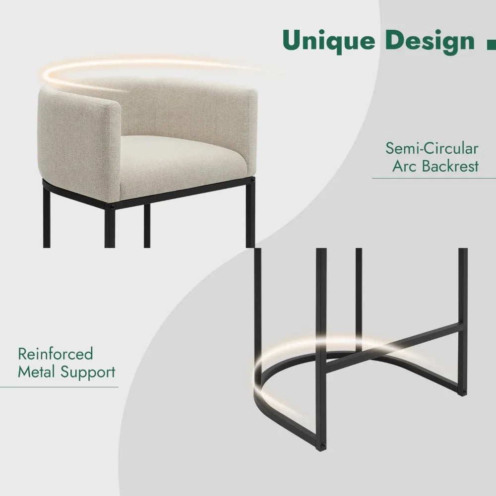 Bar Stools Set of 3 Linen Upholstered