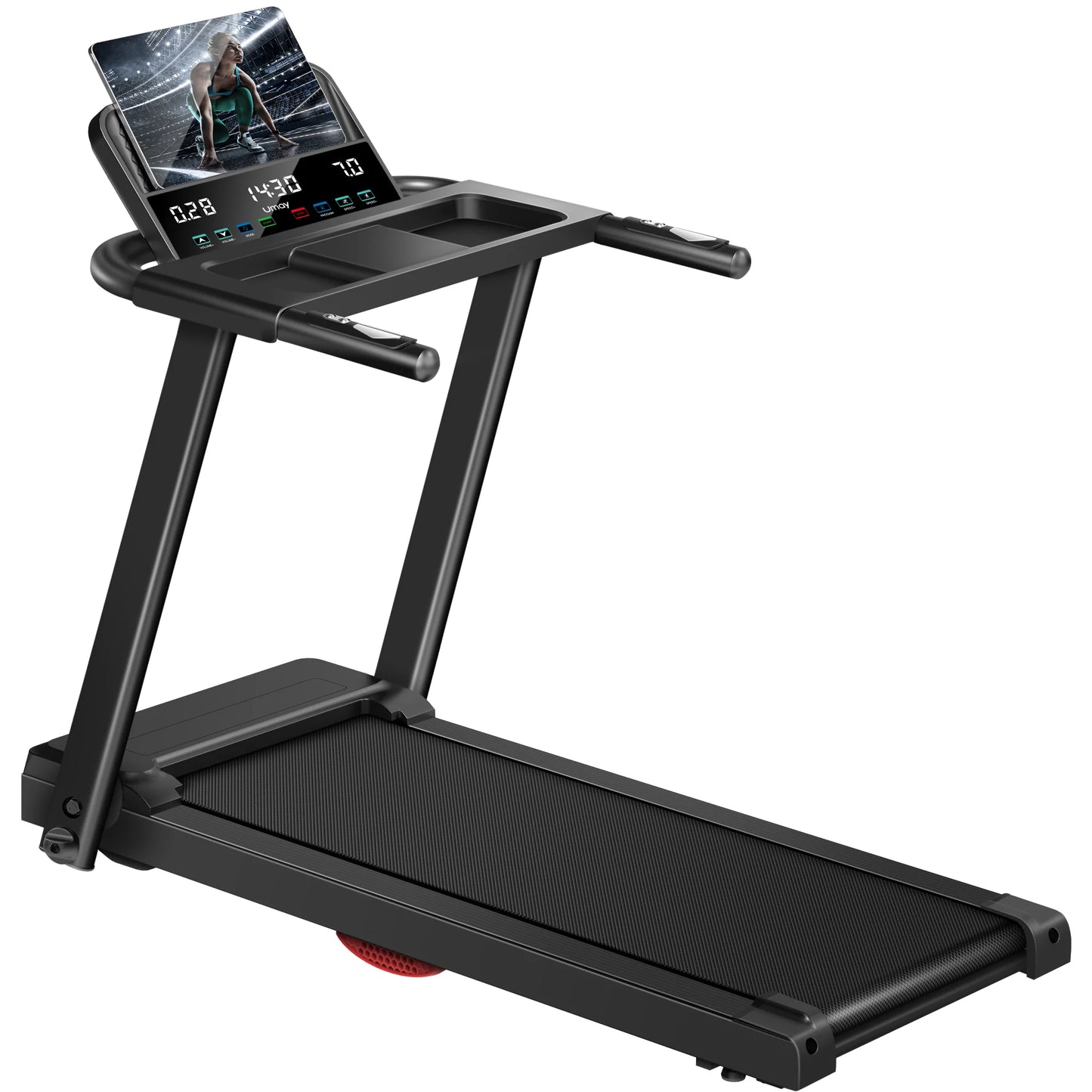 NONED 3.0HP Brushless Foldable Home Treadmill 300lb Capacity HRMonitor CupHolder