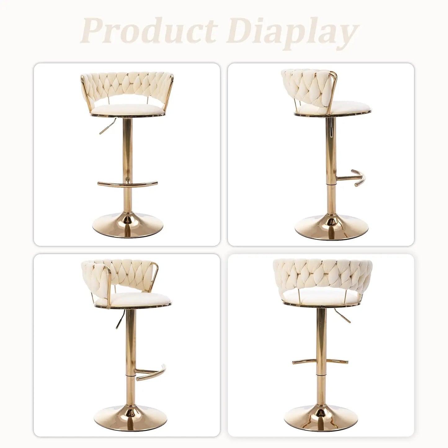 Velvet Bar Stools Set Of 6 Adjustable Swivel