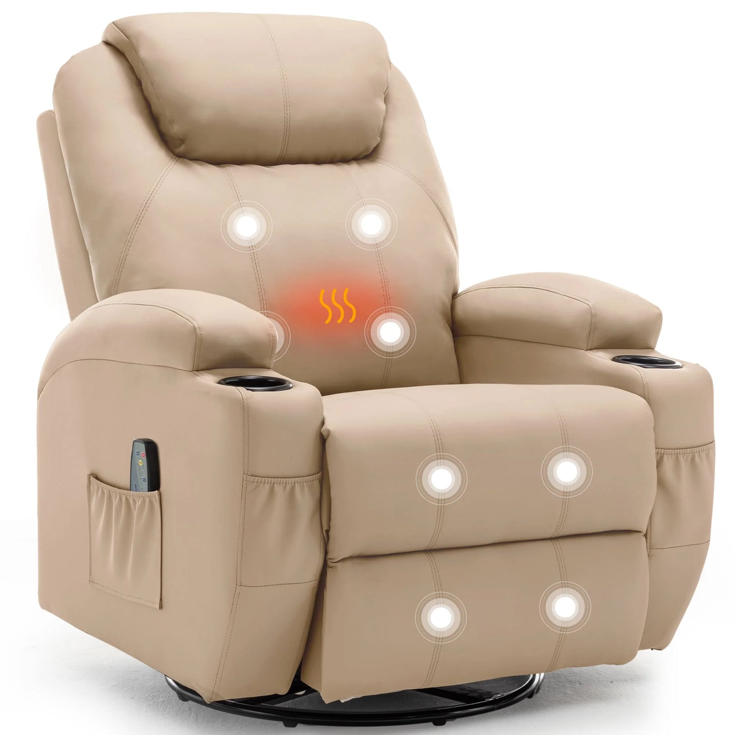 KORSER Massage Recliner Chair With Heat 360 Degree Swivel Remote