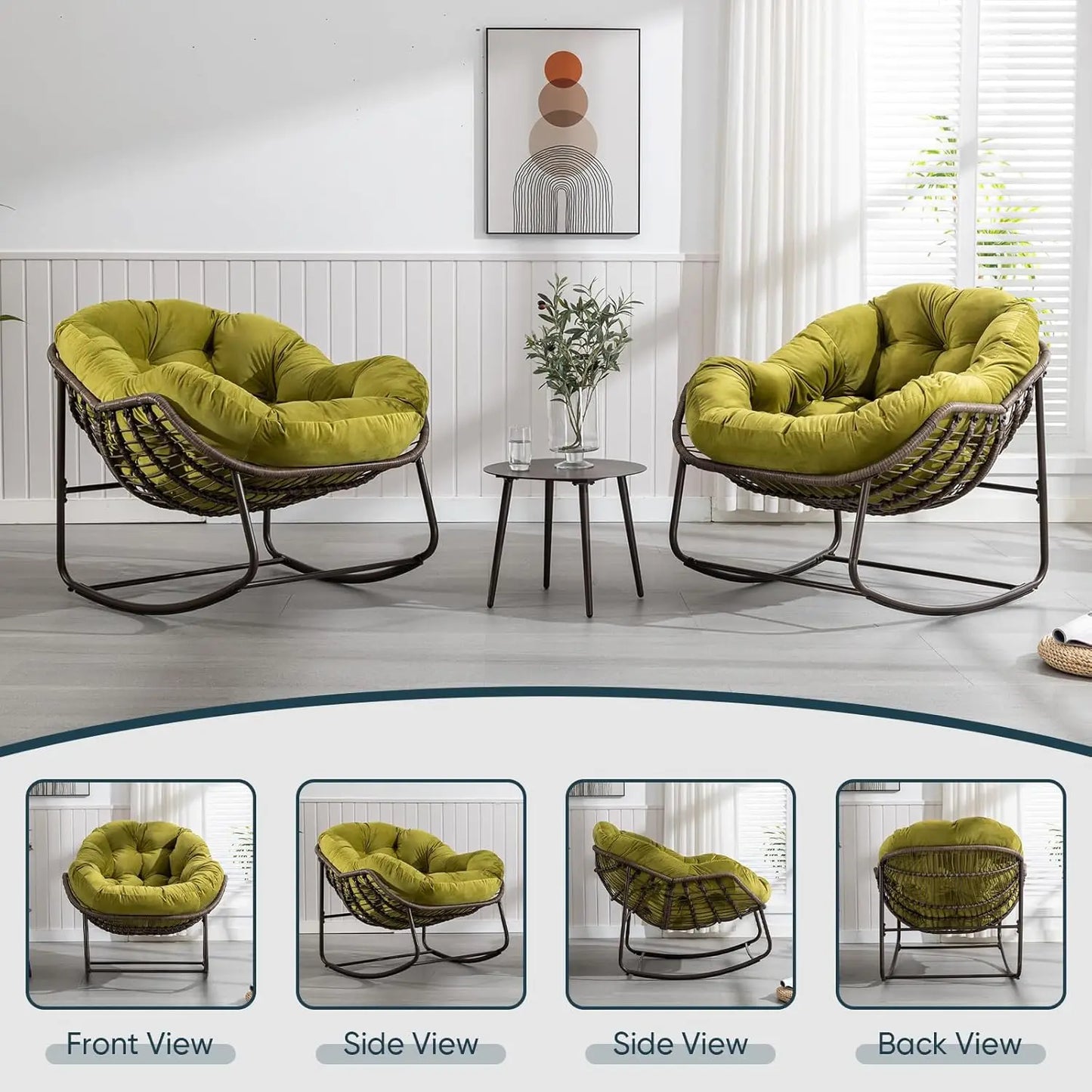 Rattan Egg Rocking Chair Indoor Outdoor Patio Rocker