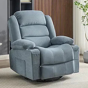 Rocker Recliner With Heat And Massage 360 Degree Swivel