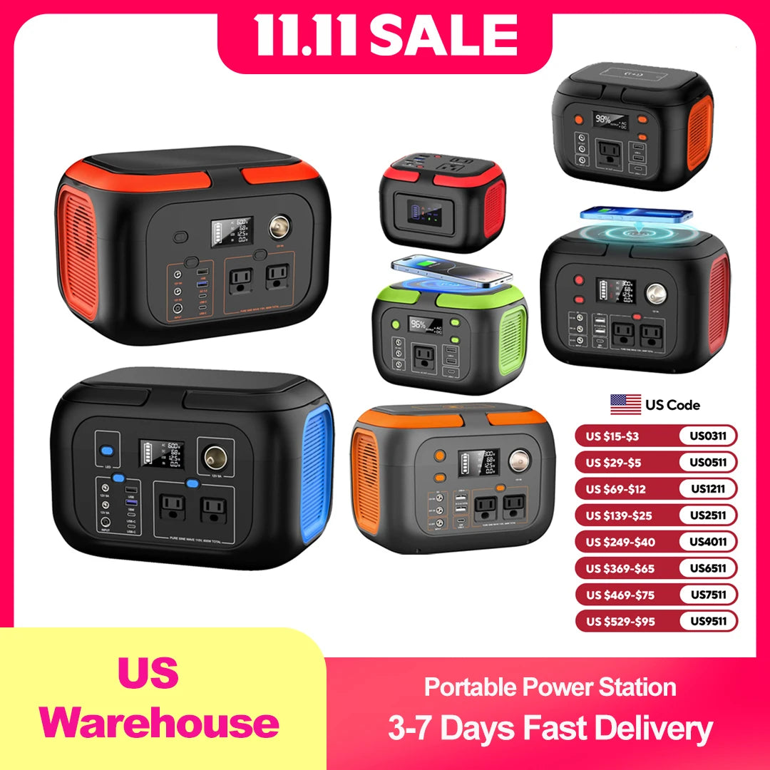 SinKeu 600W Portable Power Station Solar Generator