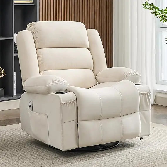 Rocker Recliner With Heat And Massage 360 Degree Swivel