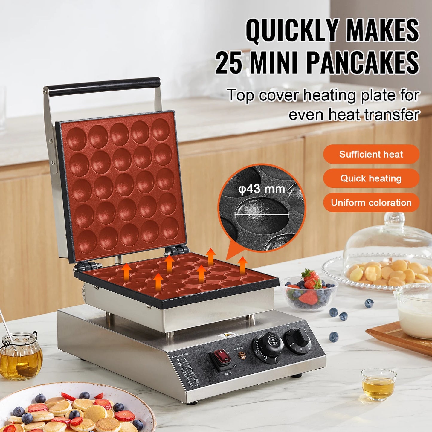 VEVOR SucceBuy Electric Waffle Maker 500W Nonstick 25Pcs
