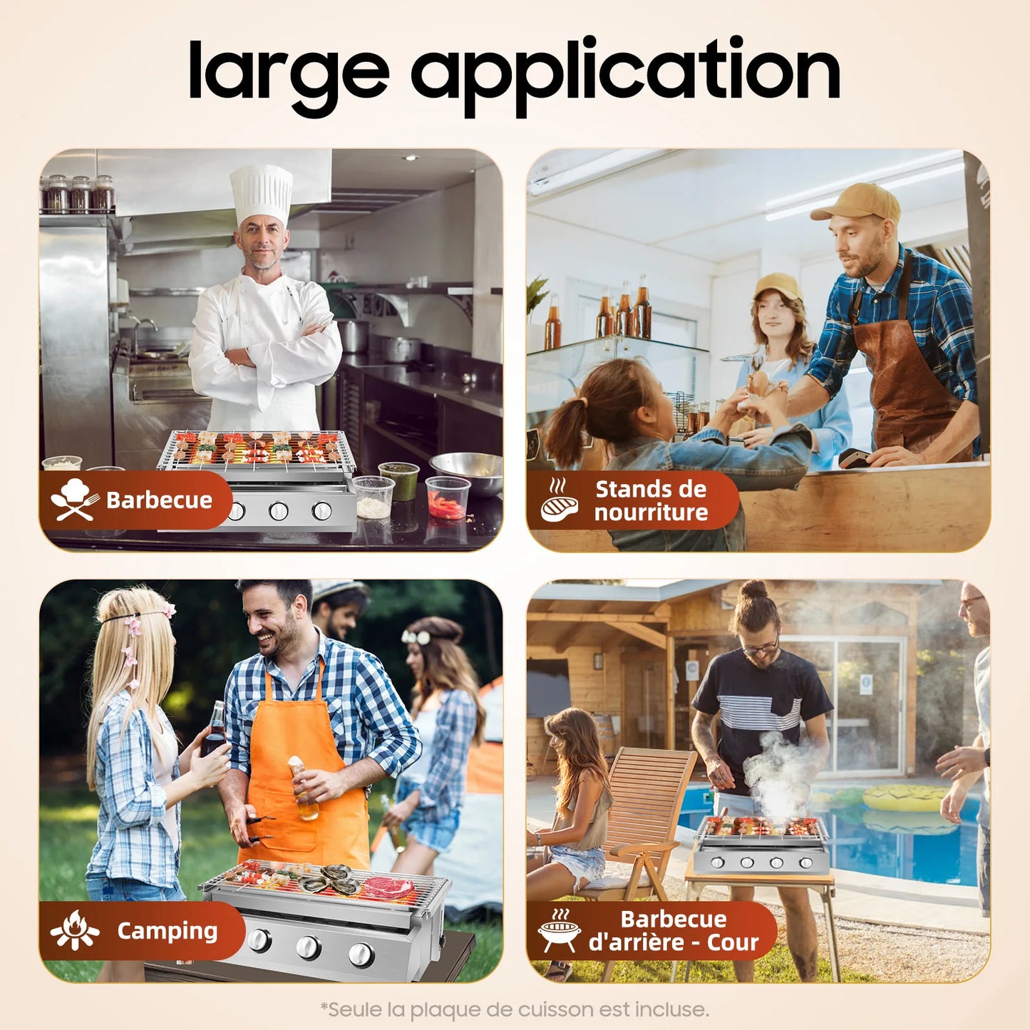 Professional 4 Burner Stainless Steel Portable Tabletop Gas Grill Smokeless For Camping Indoor Outdoor BBQ 1