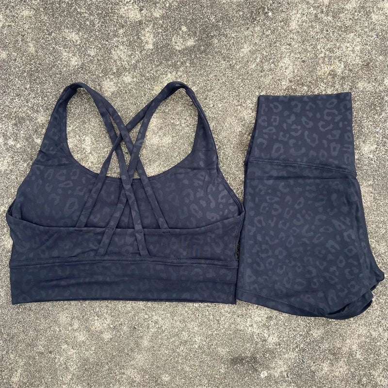 Women's Yoga Set 2 Piece Cross Back Bra High Waist