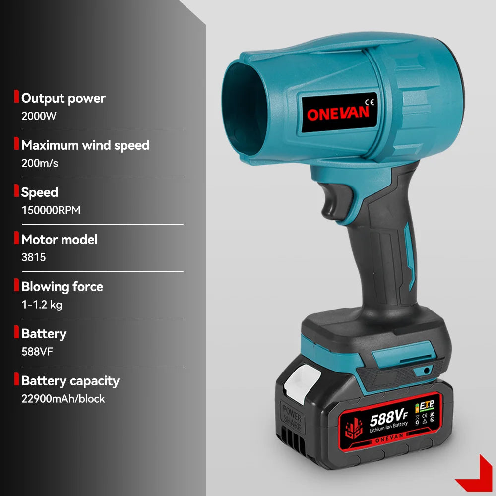 ONEVAN 2000W Brushless Turbo Cordless Air Blower for Makita Battery