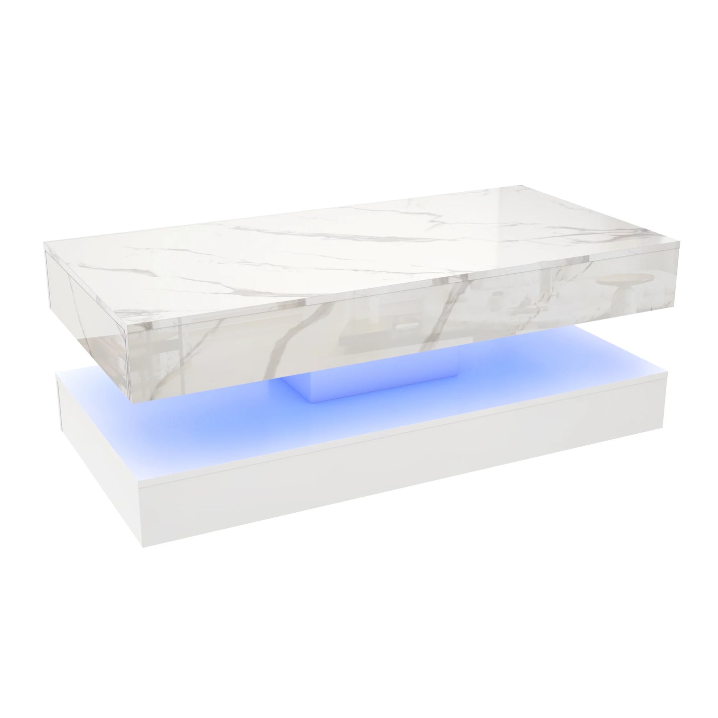 QiaoShiRen Modern Minimalist Coffee Table With Led Lights Dual Storage
