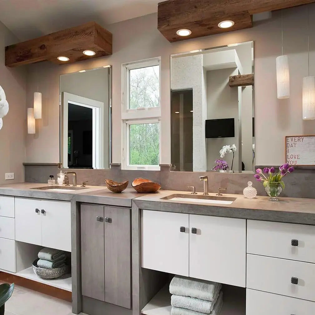 BORWARTE Rectangle Wall Mirror Frameless Vanity Decor Beveled Edge BathroomDisplays