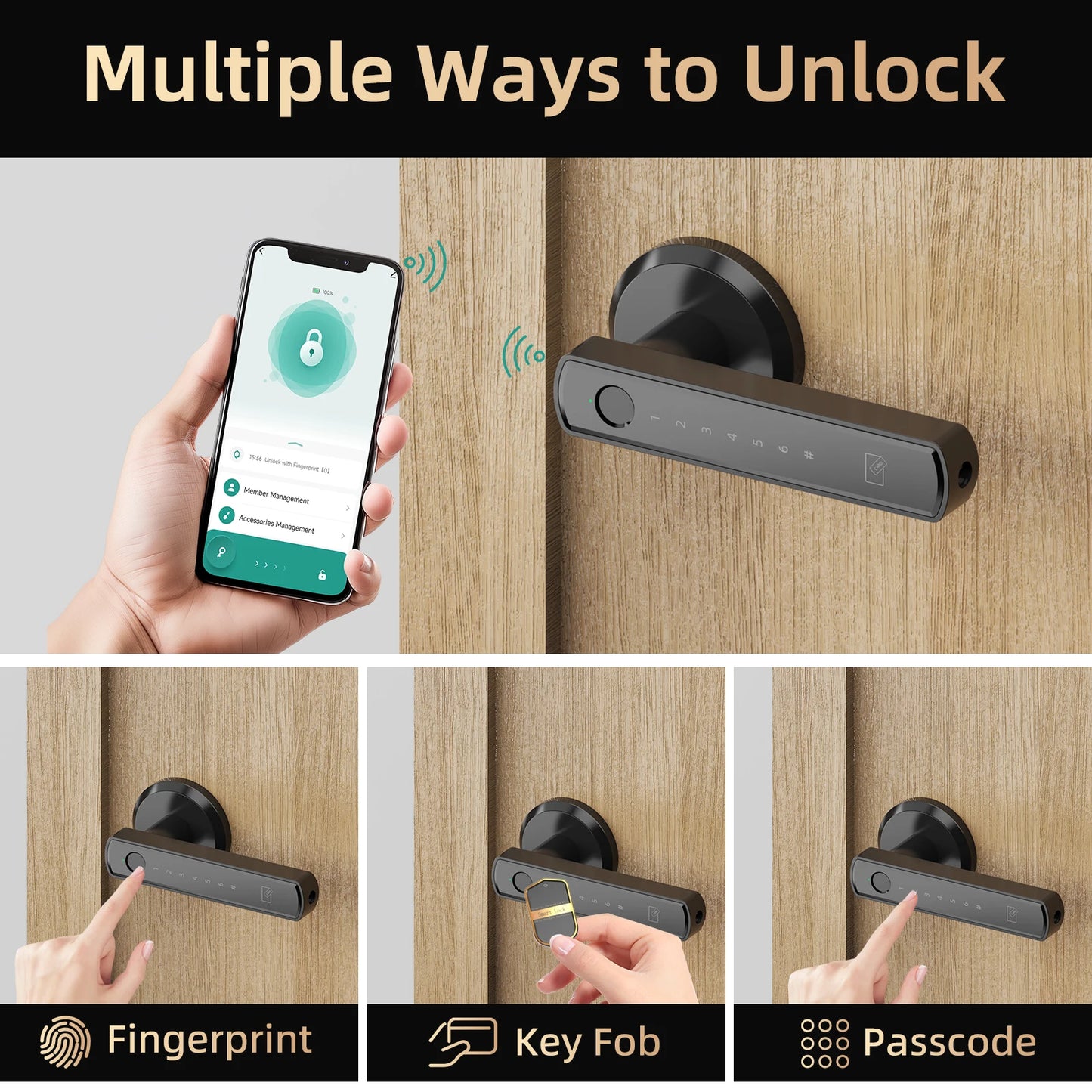 Viladepot Smart Lock Fingerprint Door Lock With App Control Bluetooth Keypad