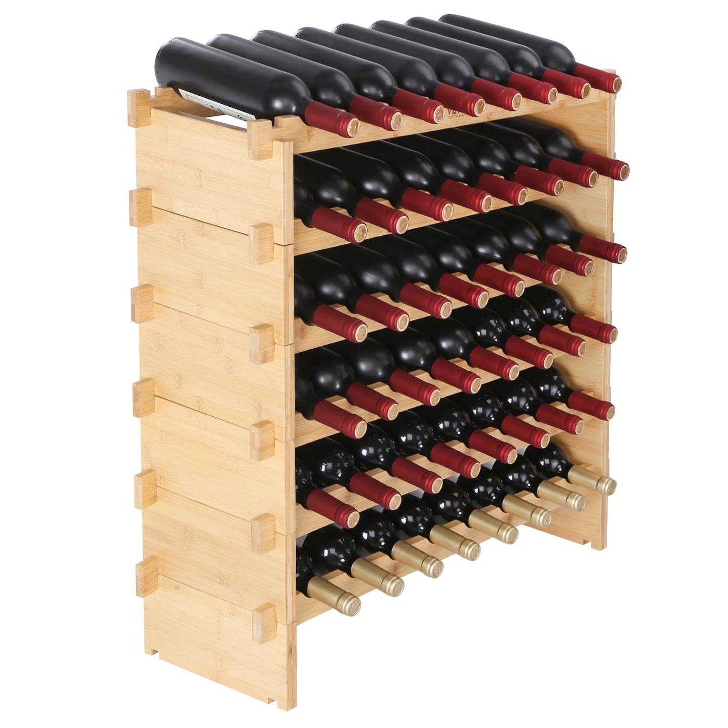 SucceBuy Bamboo 8 Tier Stackable Wine Rack