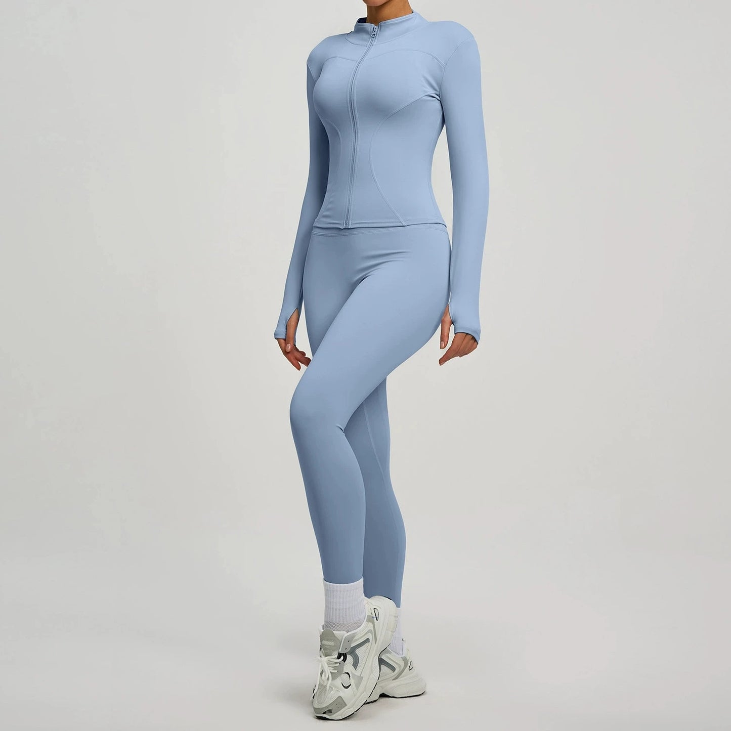 Womens Zip Front Yoga Jacket And Leggings Tracksuit