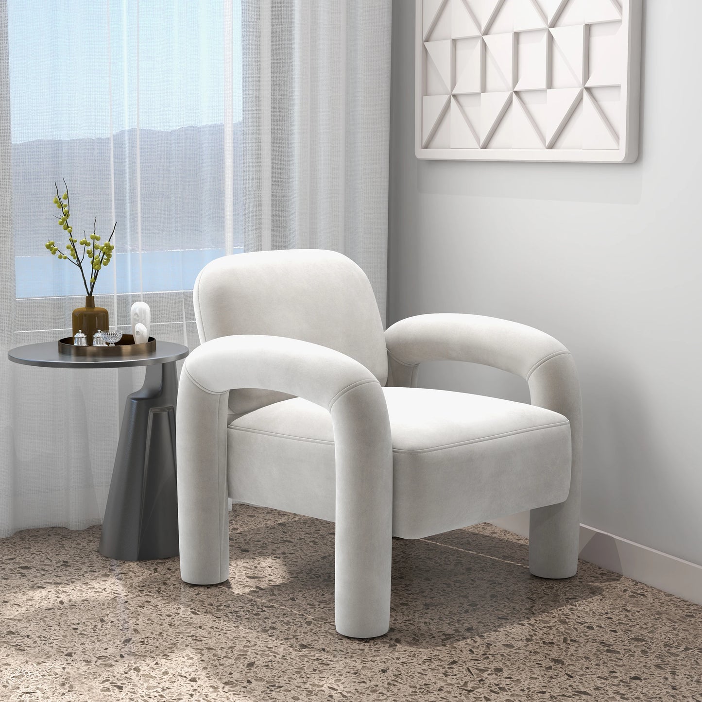 Mid-Century Velvet Upholstered Accent Chair for Living Room