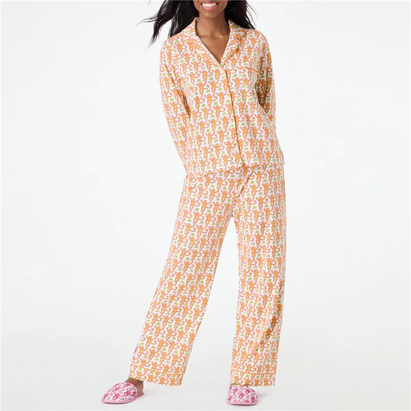 Hirigin Women Two Piece Pajamas Set Loungewear Cartoon Print