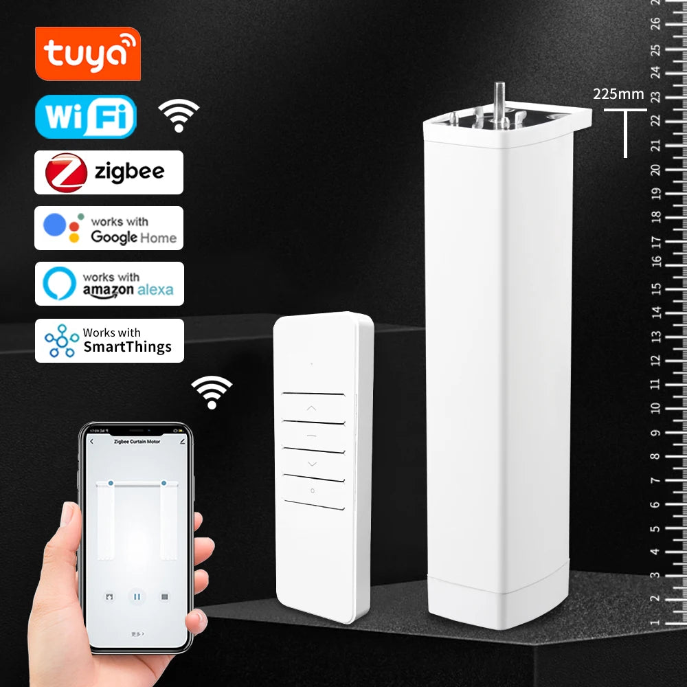 Manhot Tuya WiFi Zigbee Electric Curtain Shutter Motor With RF Remote