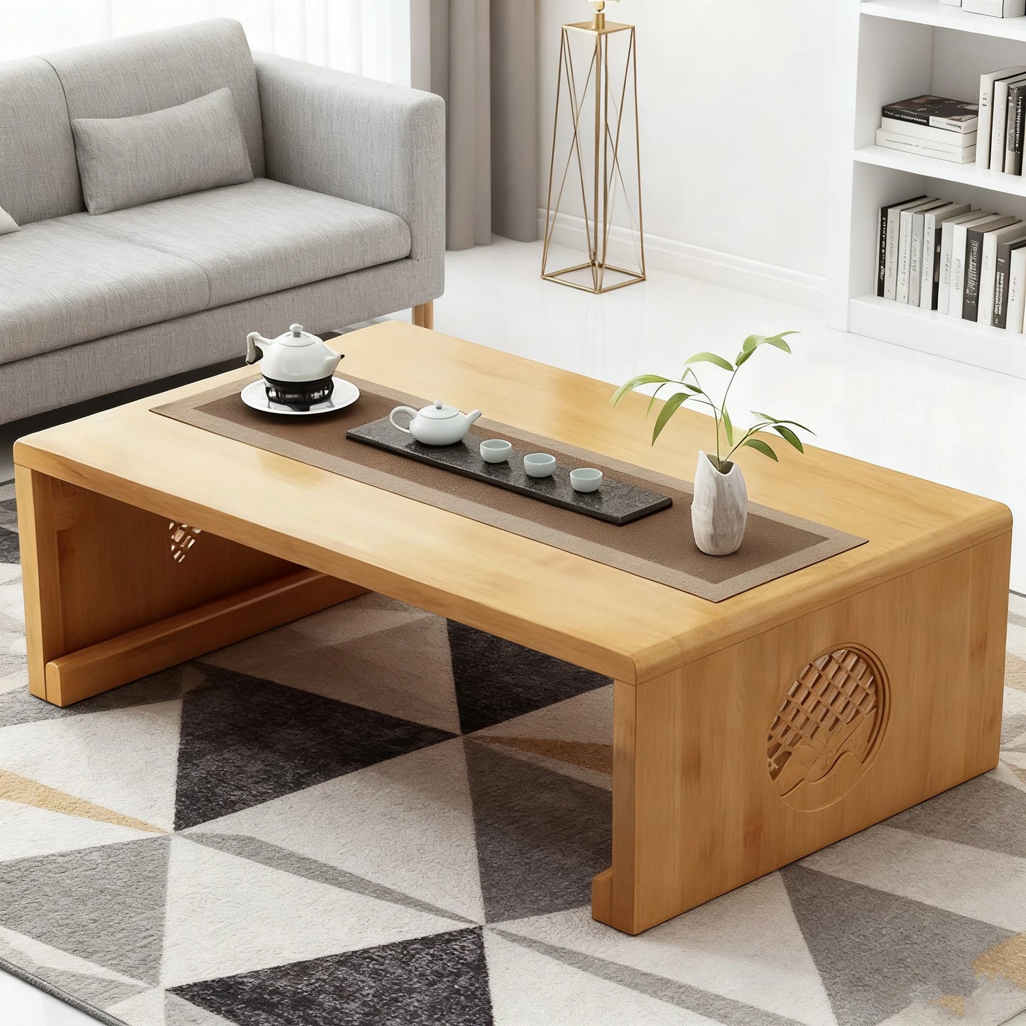 Foldable Japanese Style Low Coffee Table For Floor Seating