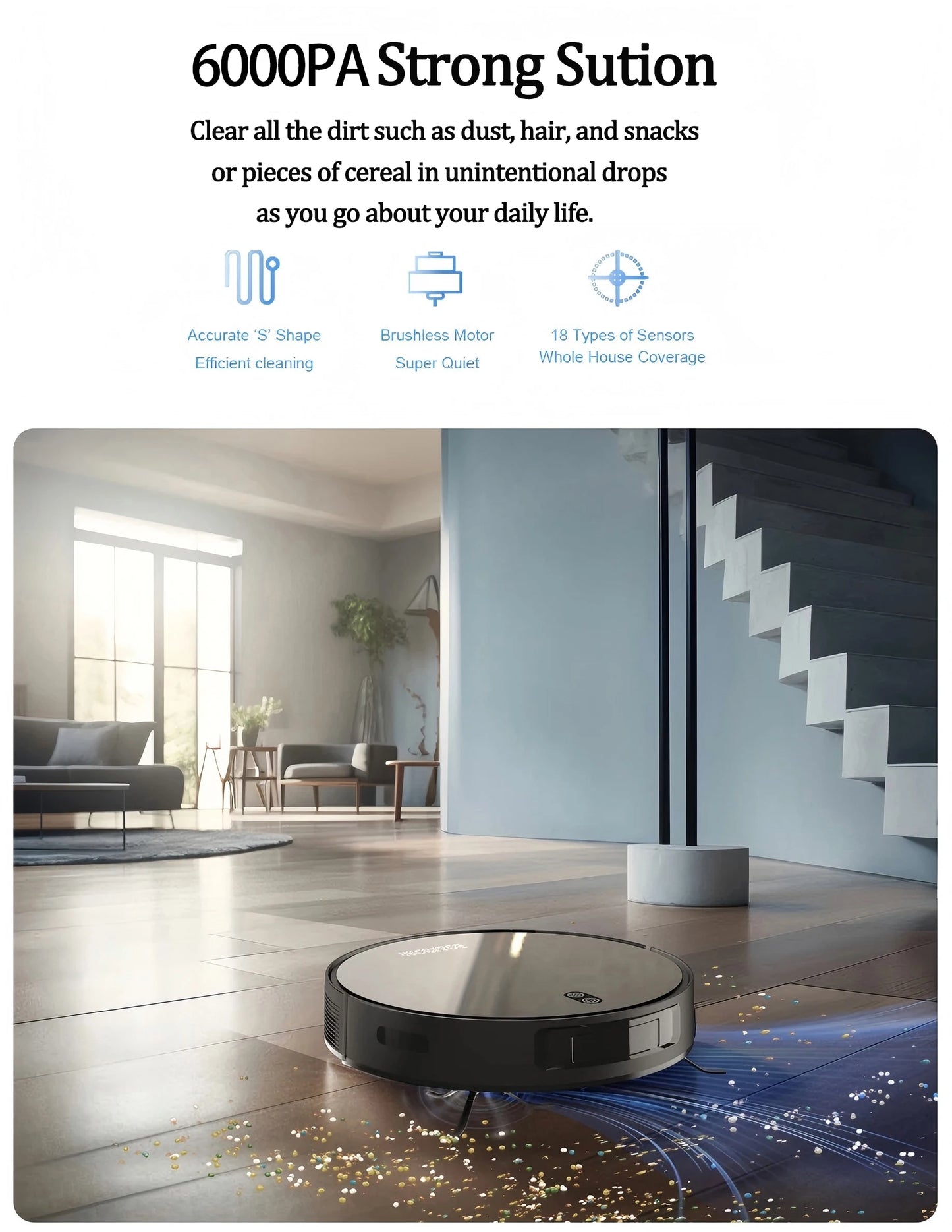 BOAIMORE Robot Vacuum Cleaner Combo And Mop With Smart Mapping