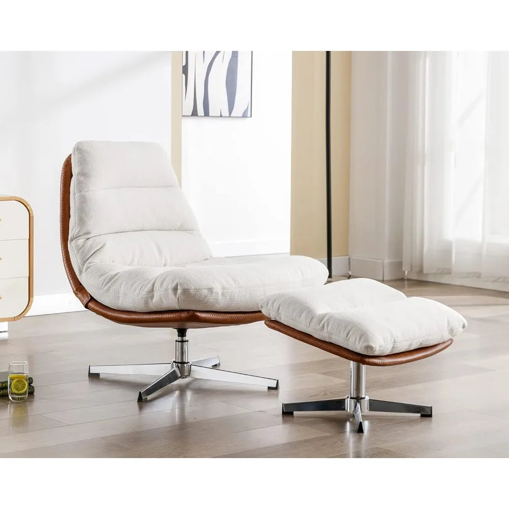 RBXC Modern Swivel Accent Chair With Ottoman Set