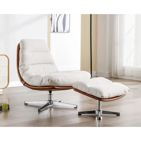 RBXC Modern Swivel Accent Chair With Ottoman Set