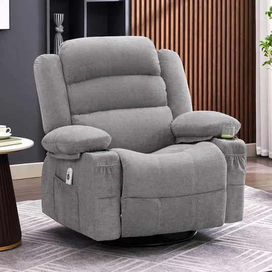 Rocker Recliner With Heat And Massage 360 Degree Swivel