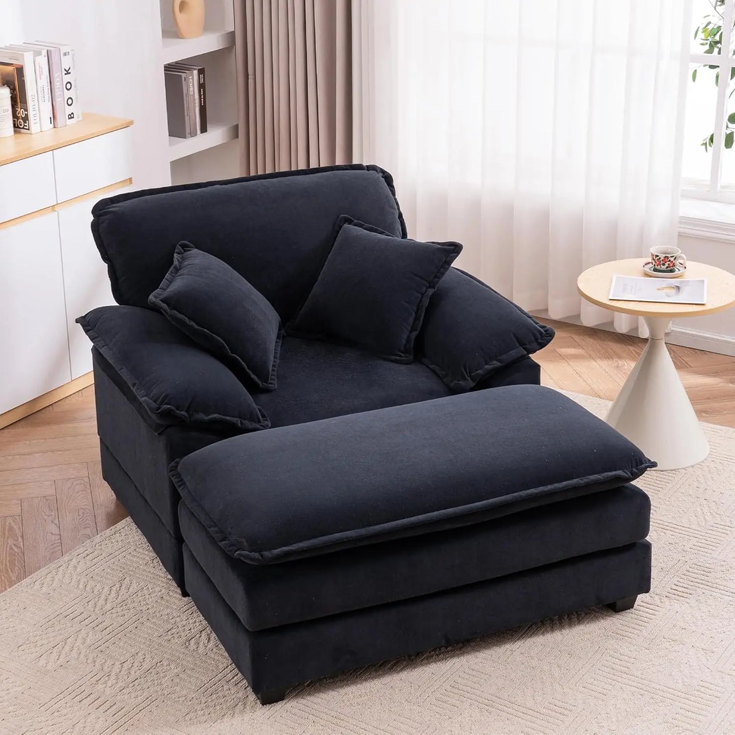 Oversized Chaise Lounge Chair With Ottoman