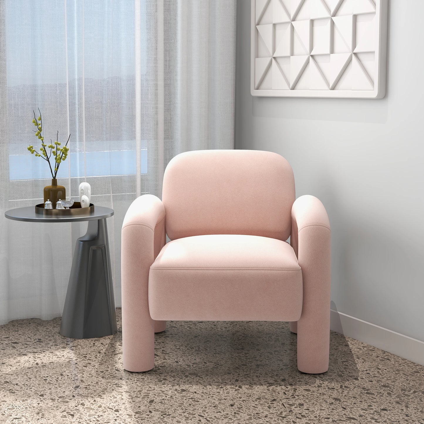 Mid-Century Velvet Upholstered Accent Chair for Living Room