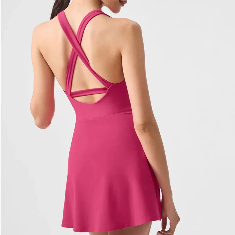 Women Yoga Suit Jumpsuit With Chest Pads Sleeveless Back Cross Straps Gym Sportswear For Yoga Training And Fitness