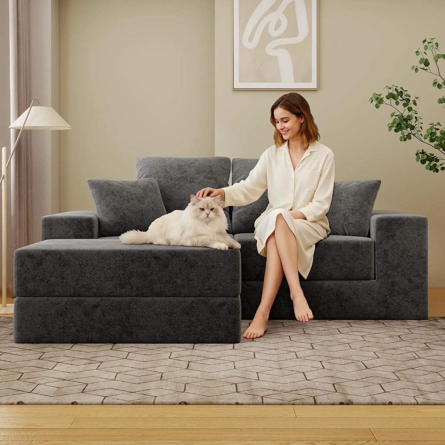 CHENGWEI Cloud Modular Sectional Sofa Modern L Shaped Couch Reversible Chaise