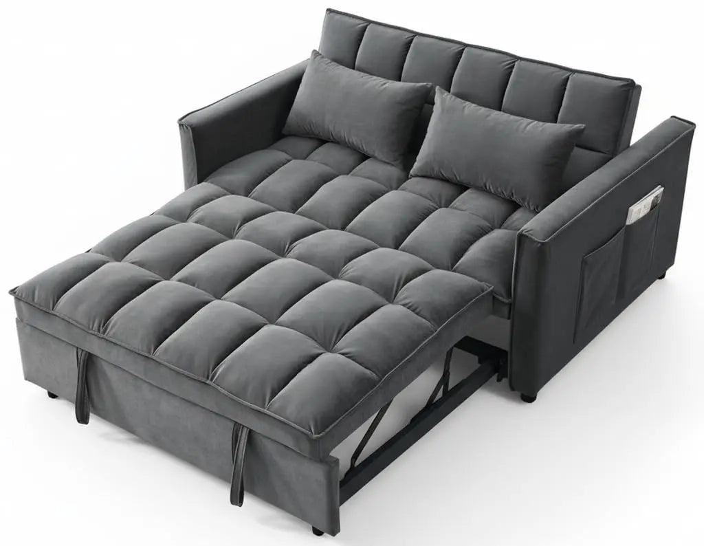 ZHUXIANG 3 In 1 Convertible Sleeper Sofa Bed Velvet Futon Couch Living Room