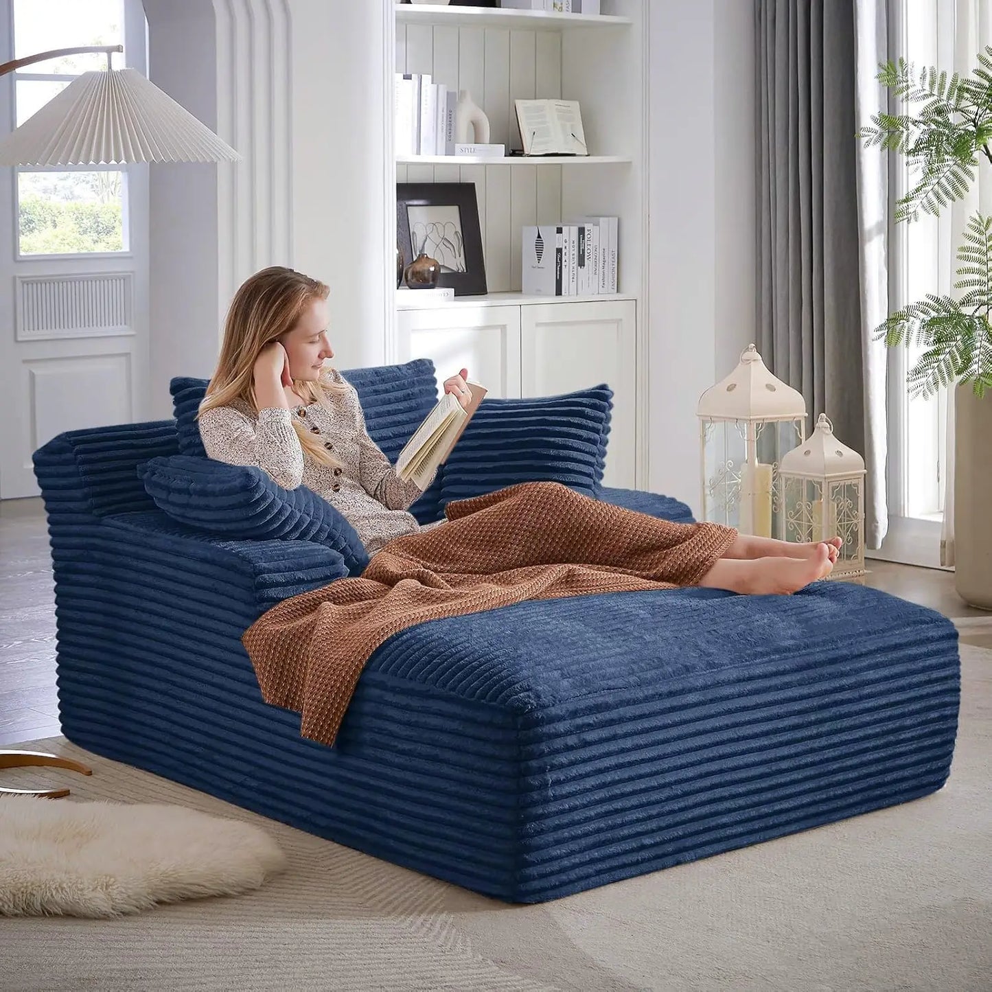 Oversized Indoor Chaise Lounge Chair With Pillows