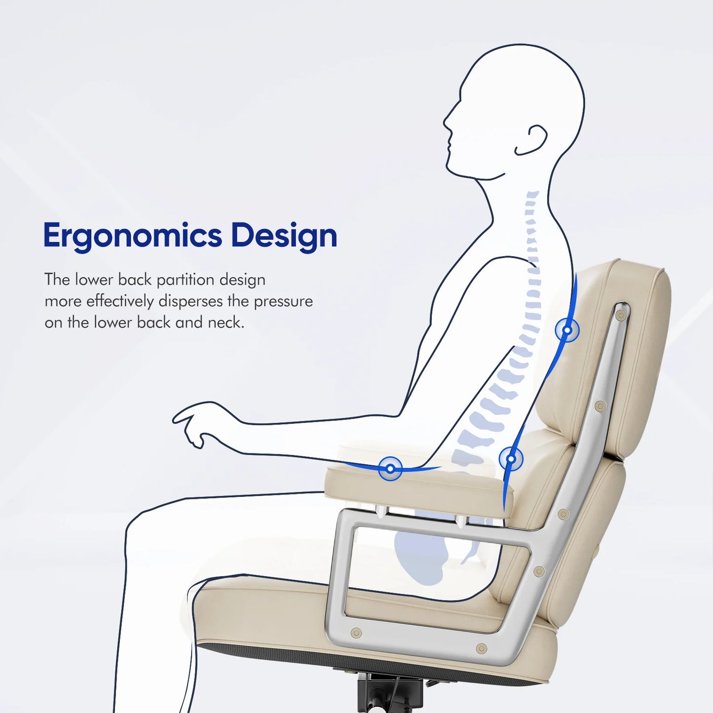 Furgle Genuine Leather Office Chair Aluminum Arms