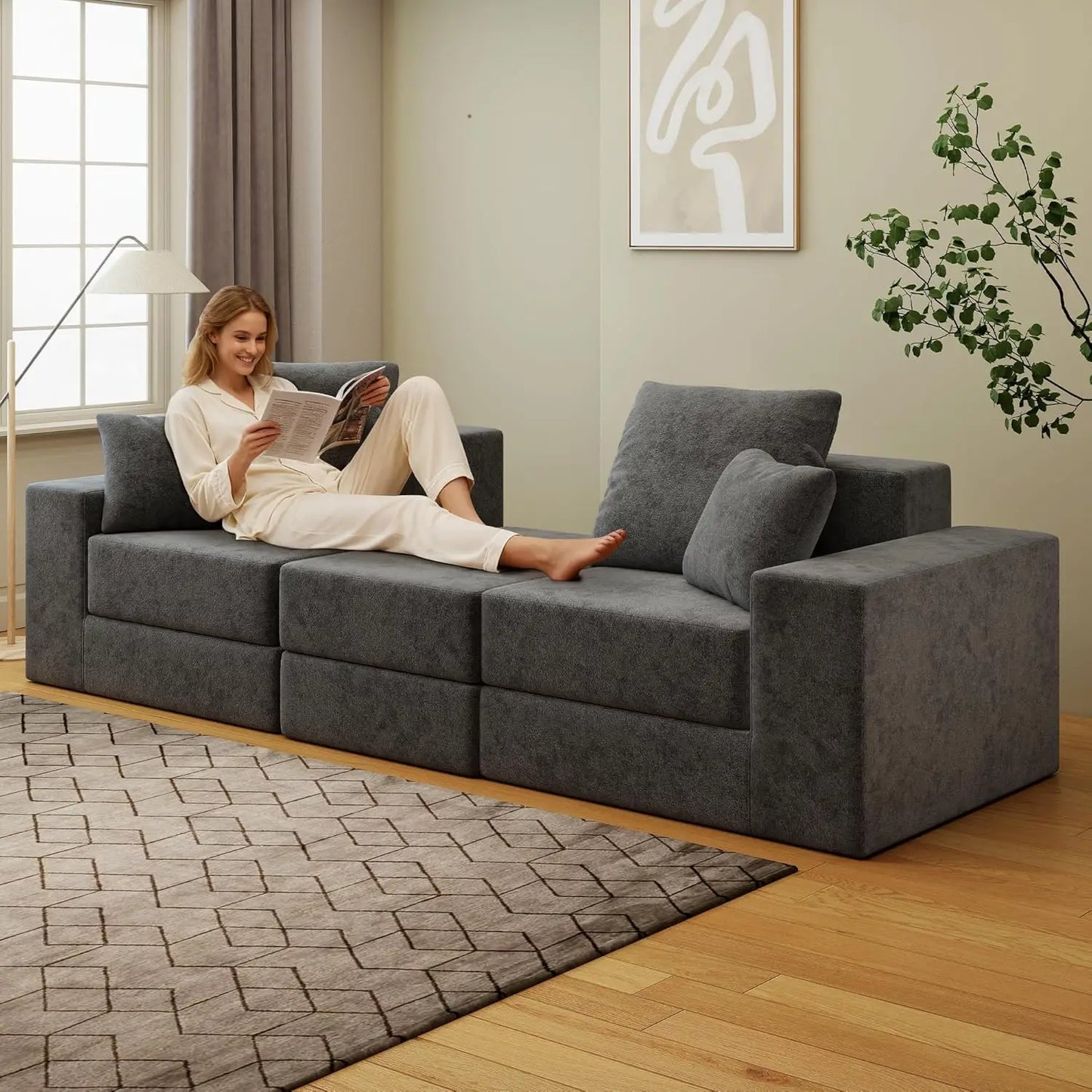 CHENGWEI Cloud Modular Sectional Sofa Modern L Shaped Couch Reversible Chaise