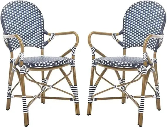 Safavieh Hooper Indoor Outdoor Rattan Stacking Arm Chair Pair