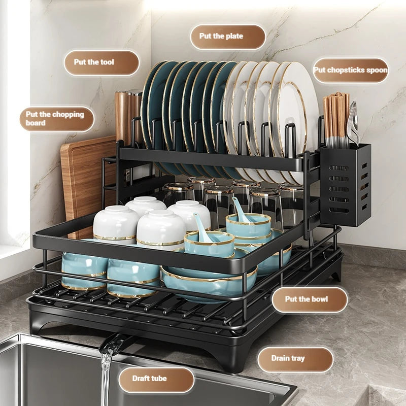 Stainless Steel Dish Drying Rack Over Sink With Drainboard Plate Drainer Storage Organizer