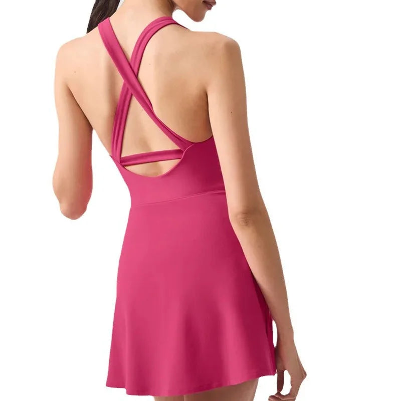 Women Yoga Suit Jumpsuit With Chest Pads Sleeveless Back Cross Straps Gym Sportswear For Yoga Training And Fitness