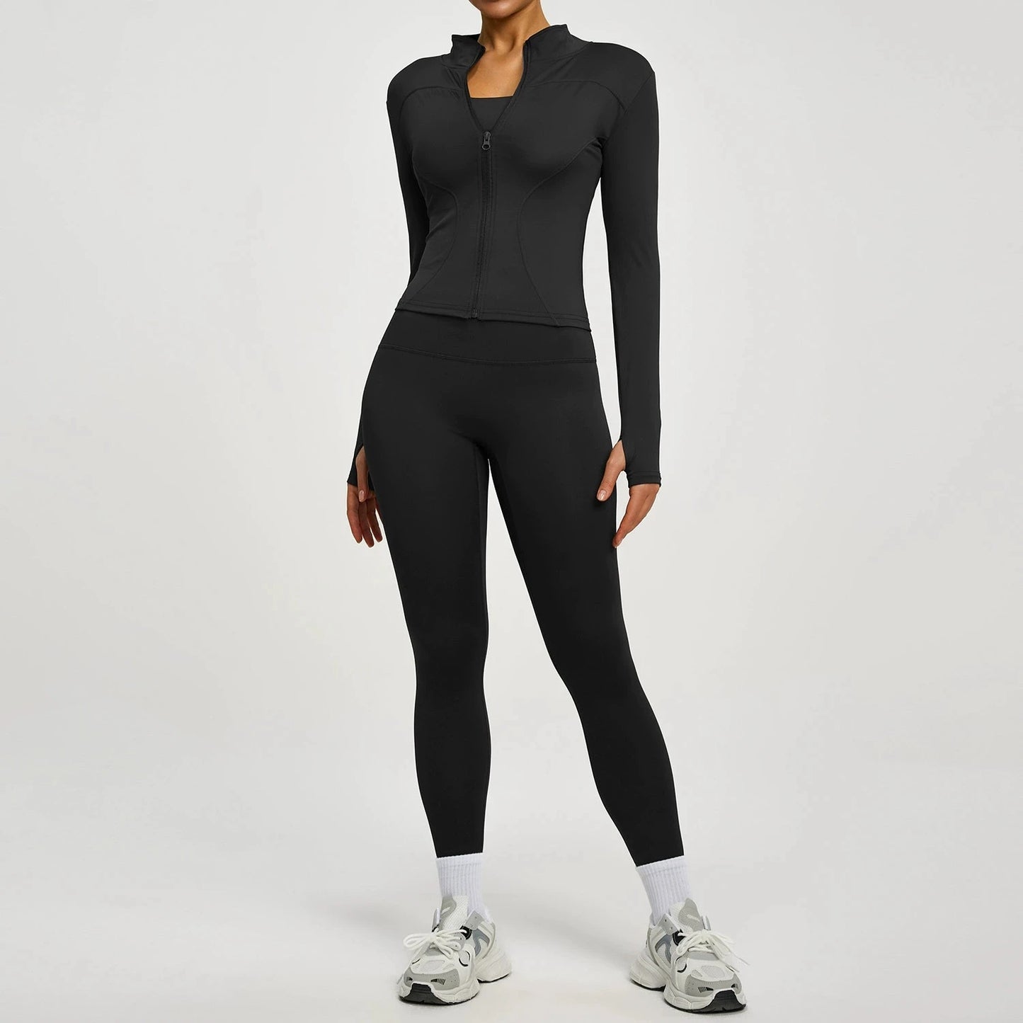 Womens Zip Front Yoga Jacket And Leggings Tracksuit